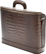 Dark Brown Croco leather attaché briefcase and laptop bag for men and women