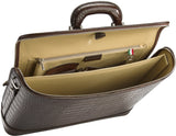 Dark Brown Croco leather attaché briefcase and laptop bag for men and women