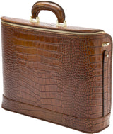 Croco Caramel leather attaché briefcase and laptop bag for men and women