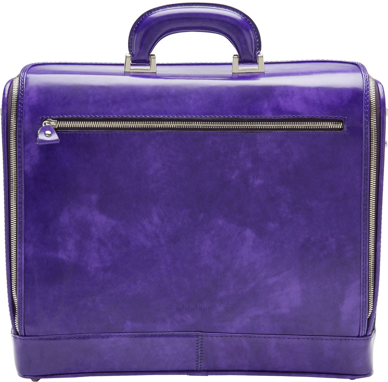 Purple leather attaché briefcase and laptop bag for men and women