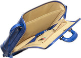 Royal blue leather attaché briefcase and laptop bag for men and women